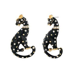 BLACK LEOPARD LARGE RHINESTONE EARRINGS